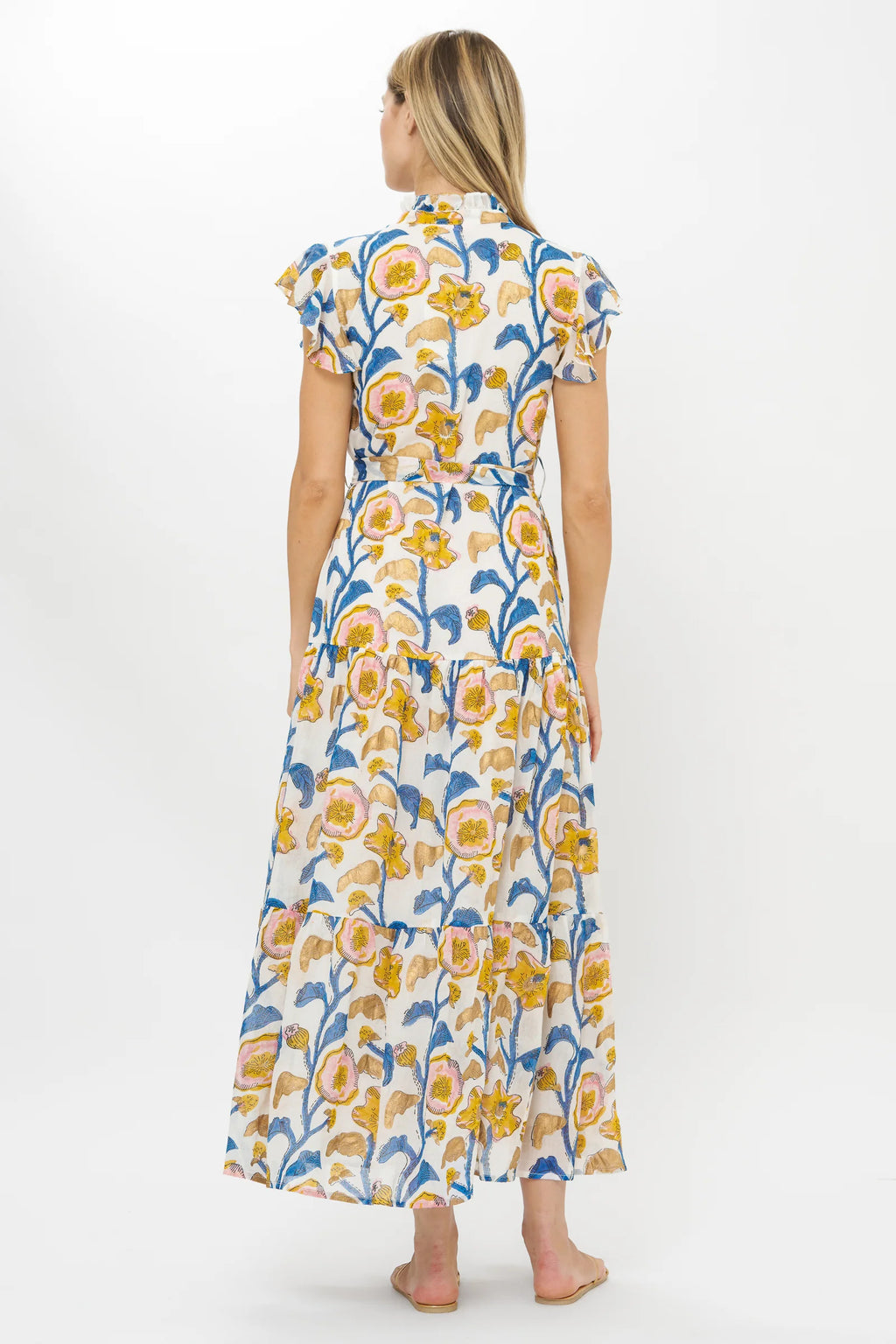 Oliphant Ruffle Collar Button Maxi