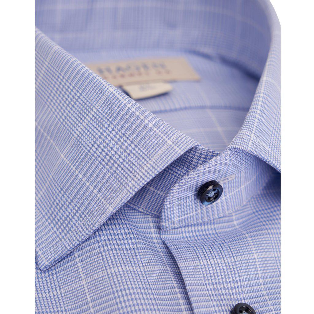 Hagen Blue Prince of Wales Cotton Dress Shirt