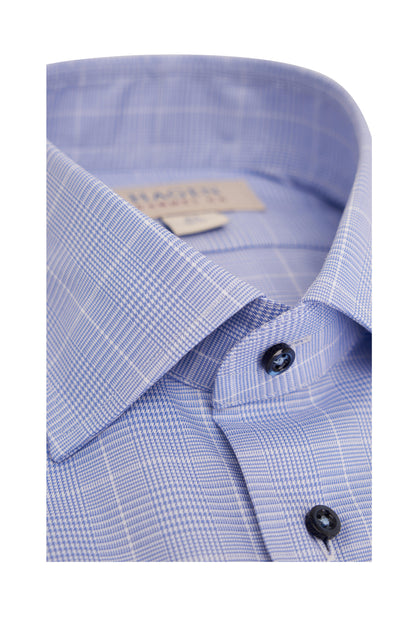 Hagen Blue Prince of Wales Cotton Dress Shirt