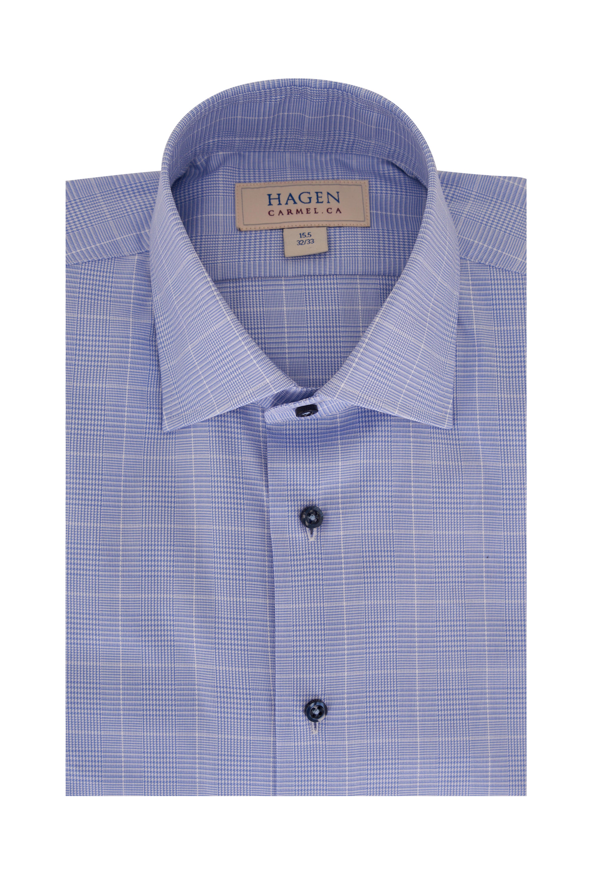 Hagen Blue Prince of Wales Cotton Dress Shirt