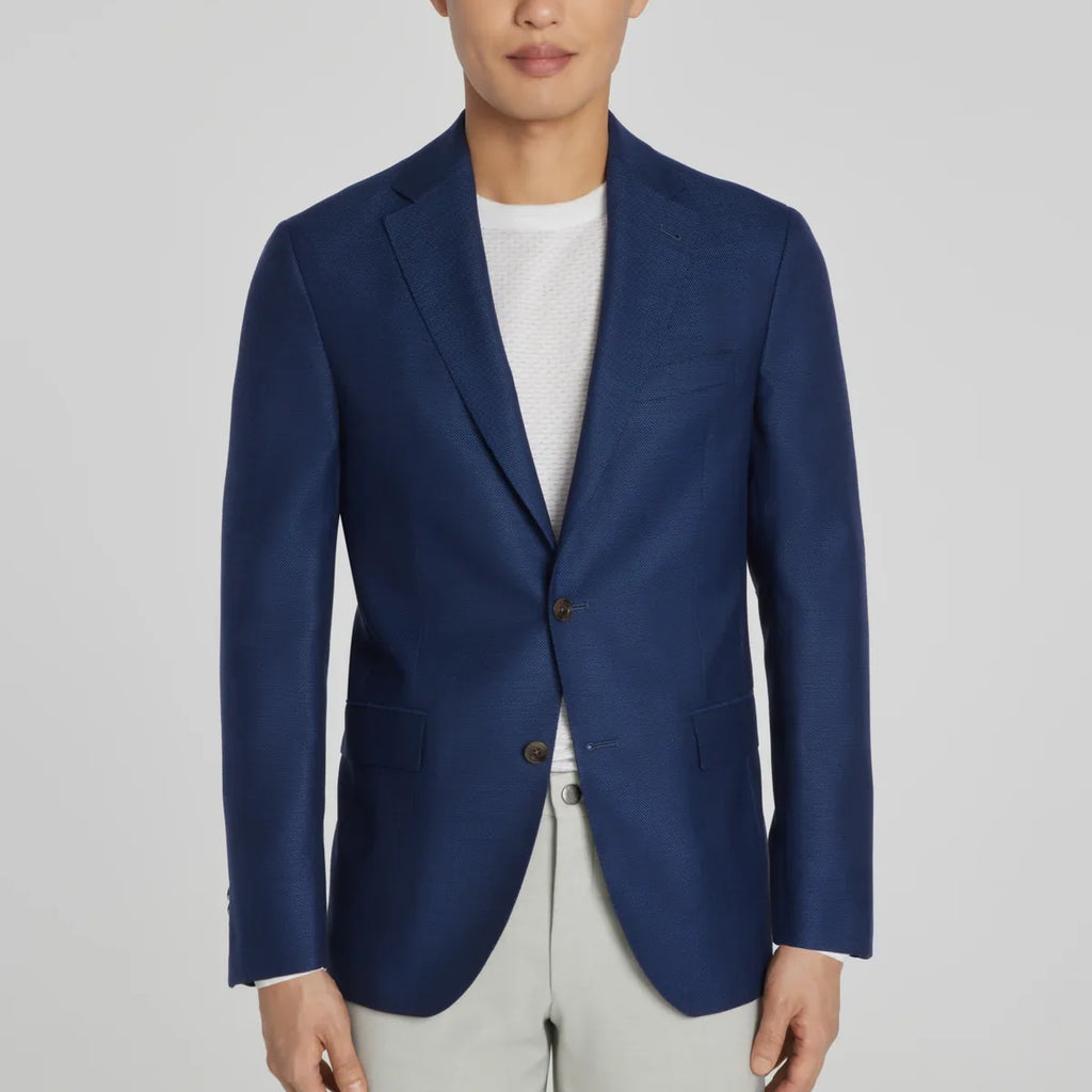 Jack Victor Navy Hopsack Midland Wool Travel Blazer