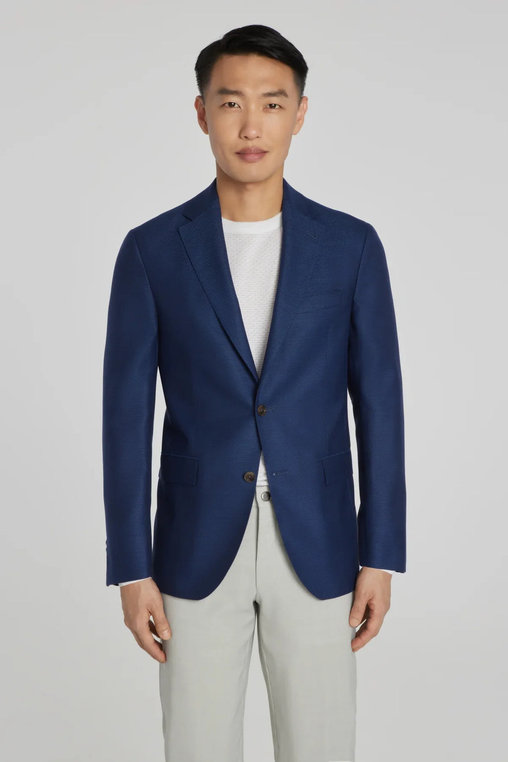 Jack Victor Navy Hopsack Midland Wool Travel Blazer Blue / 46 / R Jack Victor Navy Hopsack Midland Wool Travel Blazer Blue / 46 / R
