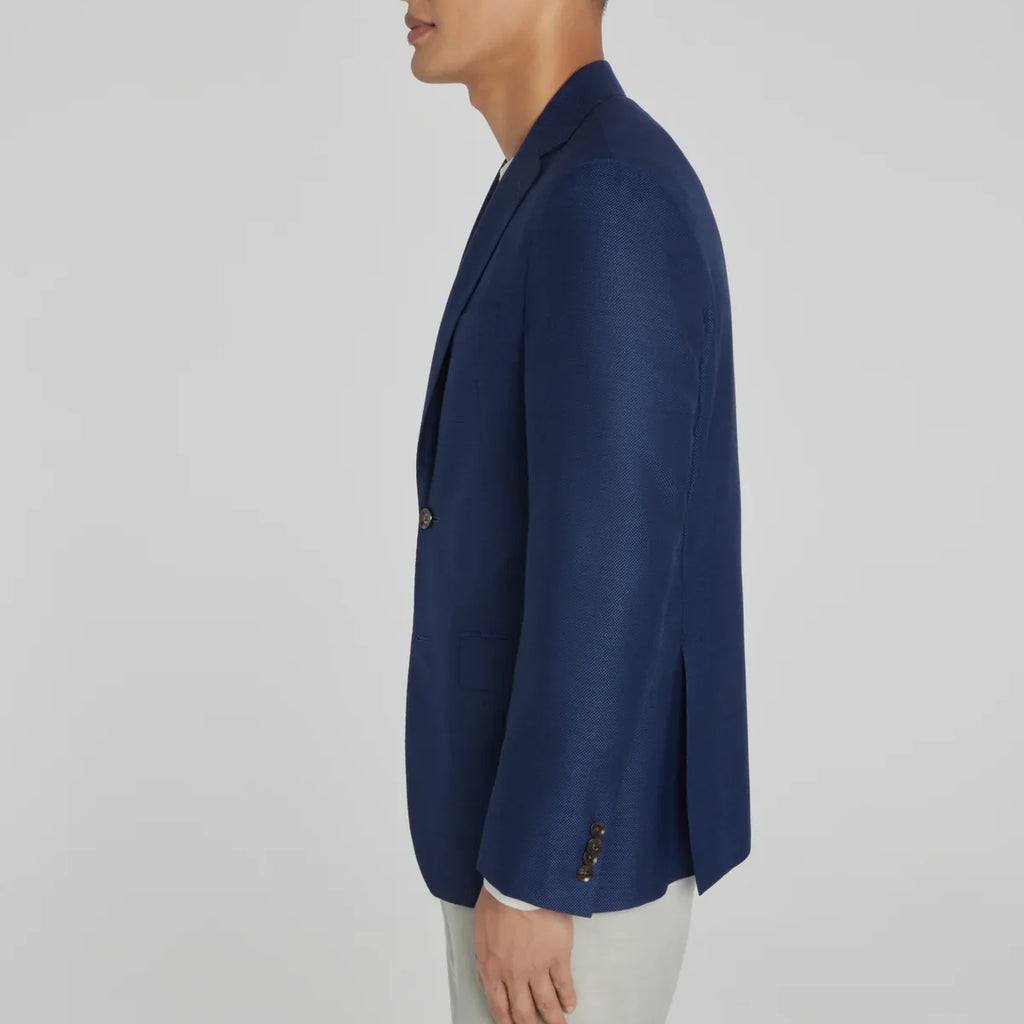 Jack Victor Navy Hopsack Midland Wool Travel Blazer