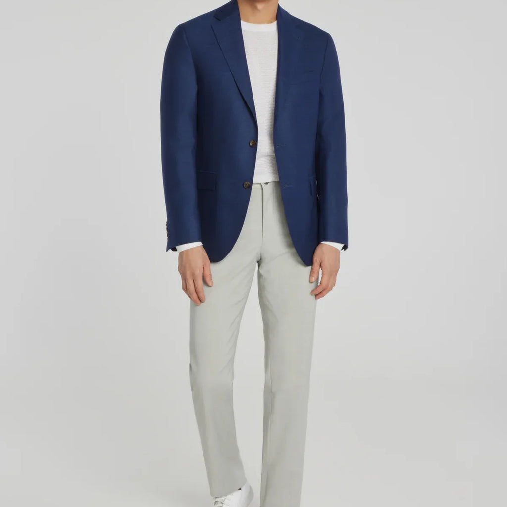 Jack Victor Navy Hopsack Midland Wool Travel Blazer