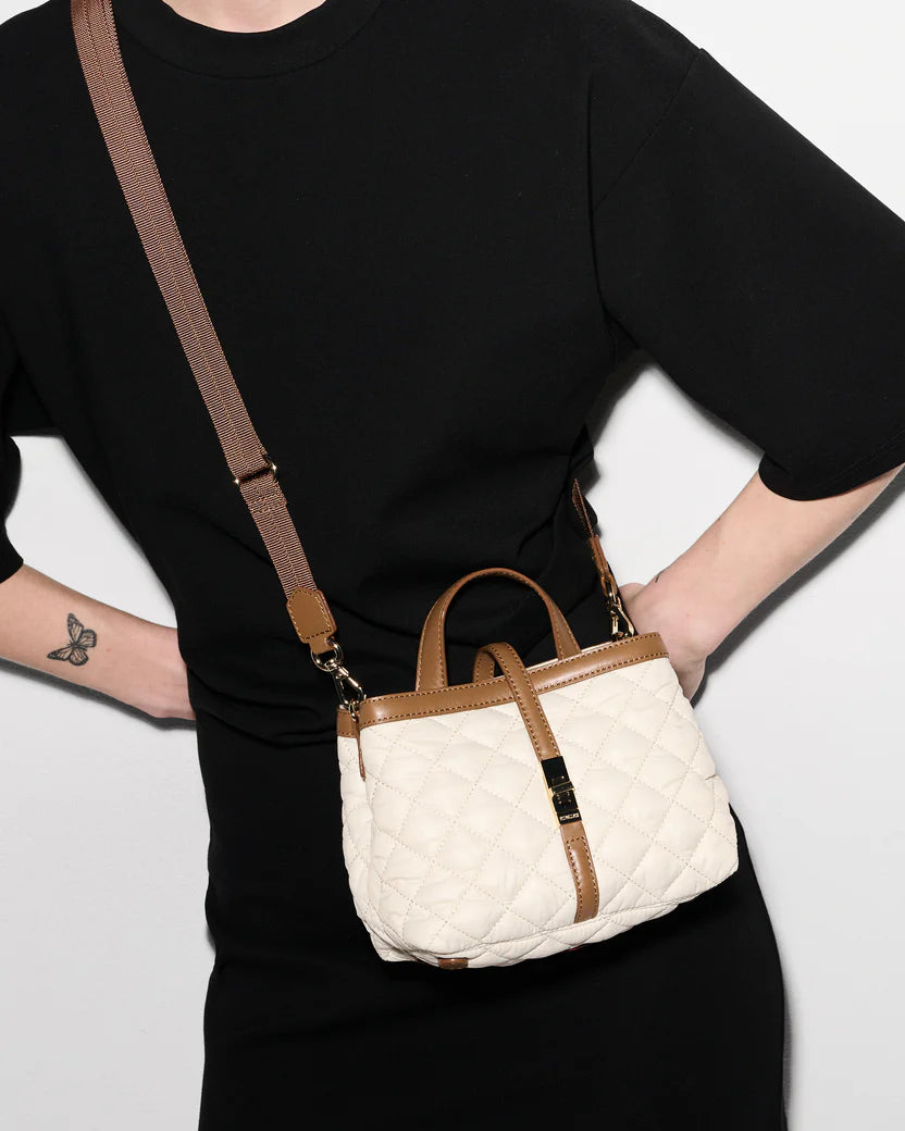 MZ Wallace Sandshell with Brown Mini Astor Top Handle