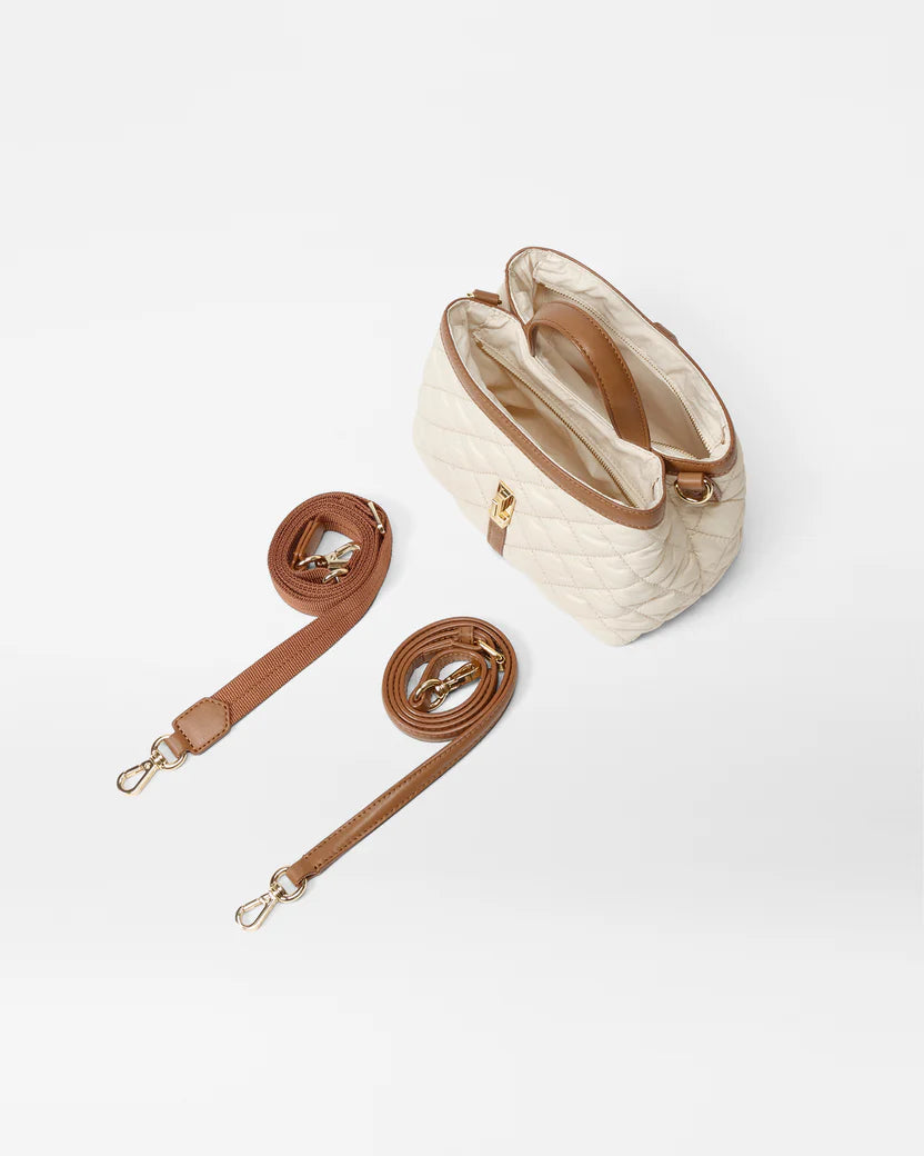 MZ Wallace Sandshell with Brown Mini Astor Top Handle