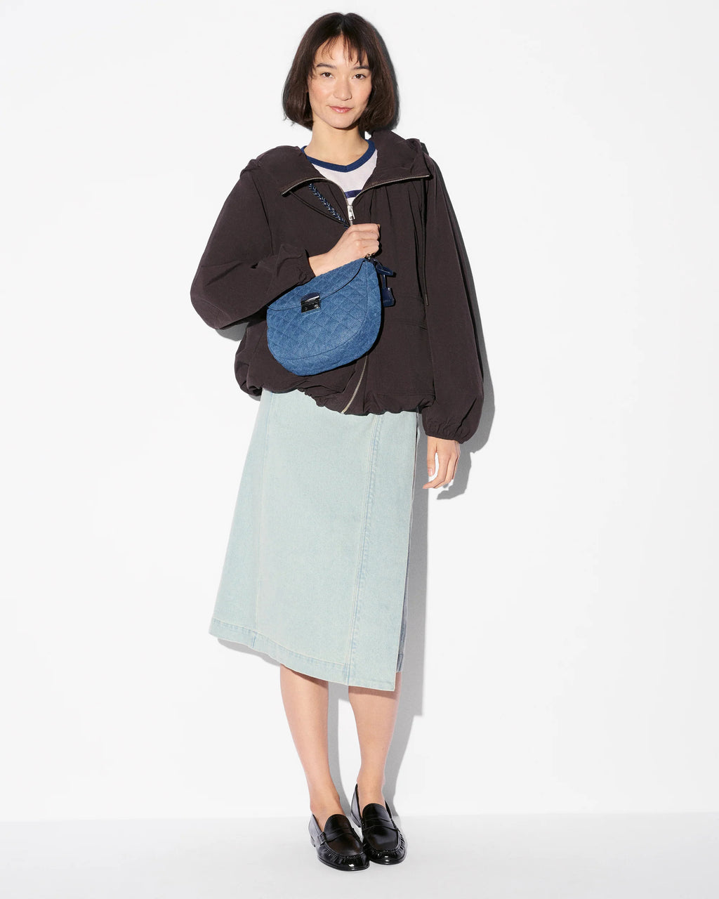 MZ Wallace True Blue Denim Crosby Lock Saddle