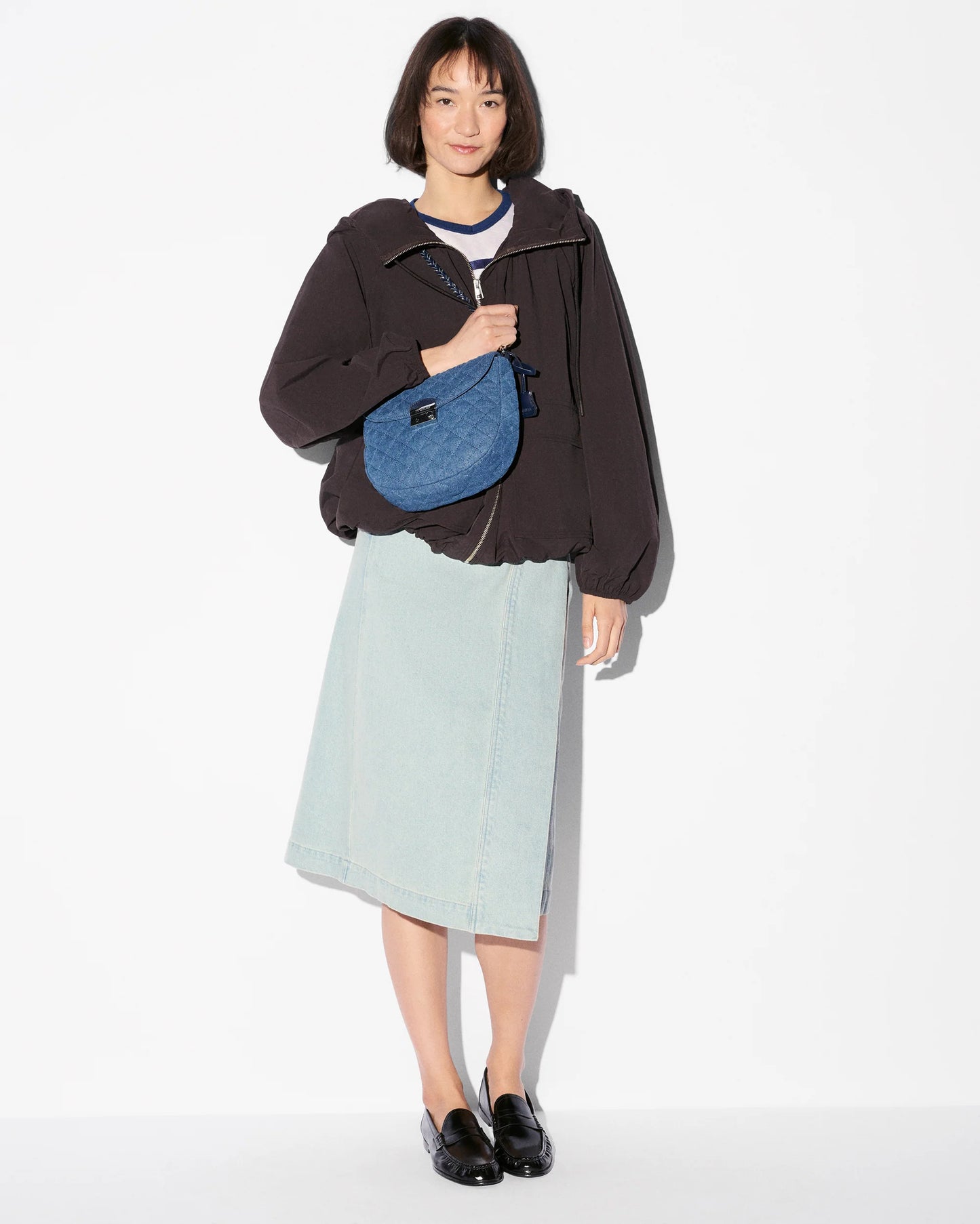 MZ Wallace True Blue Denim Crosby Lock Saddle