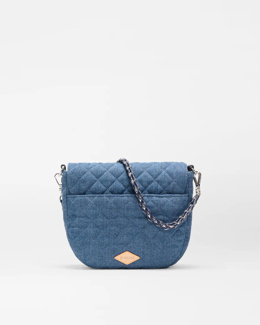 MZ Wallace True Blue Denim Crosby Lock Saddle