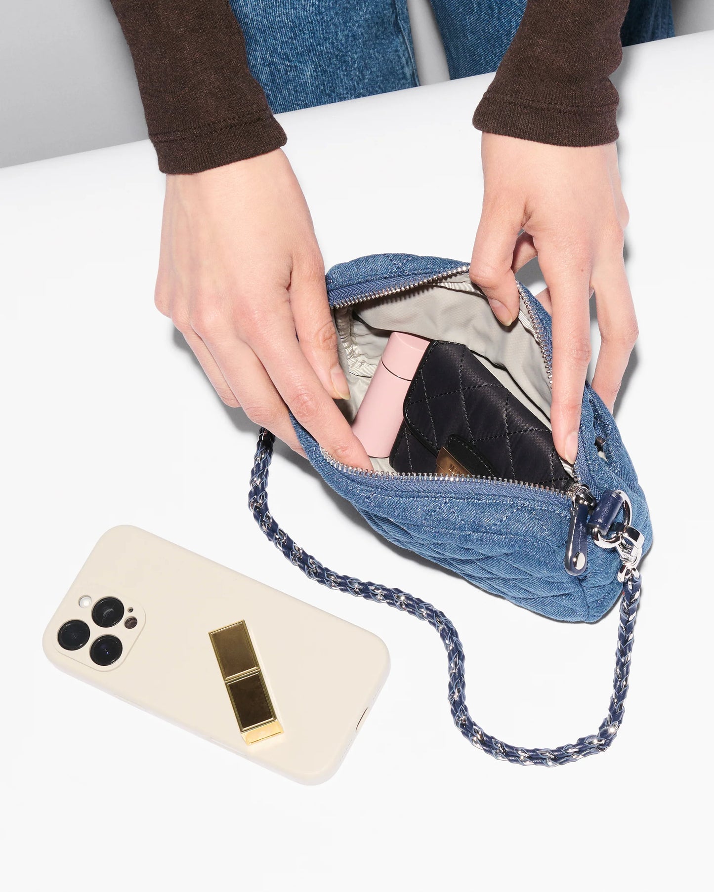 MZ Wallace True Blue Denim Mini Crosby Crossbody