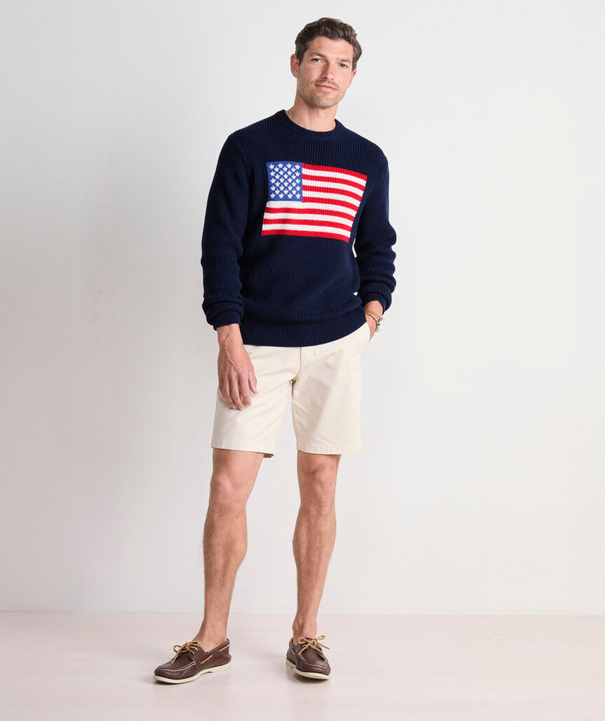 Vineyard Vines Men's American Flag Cotton Crewneck Sweater