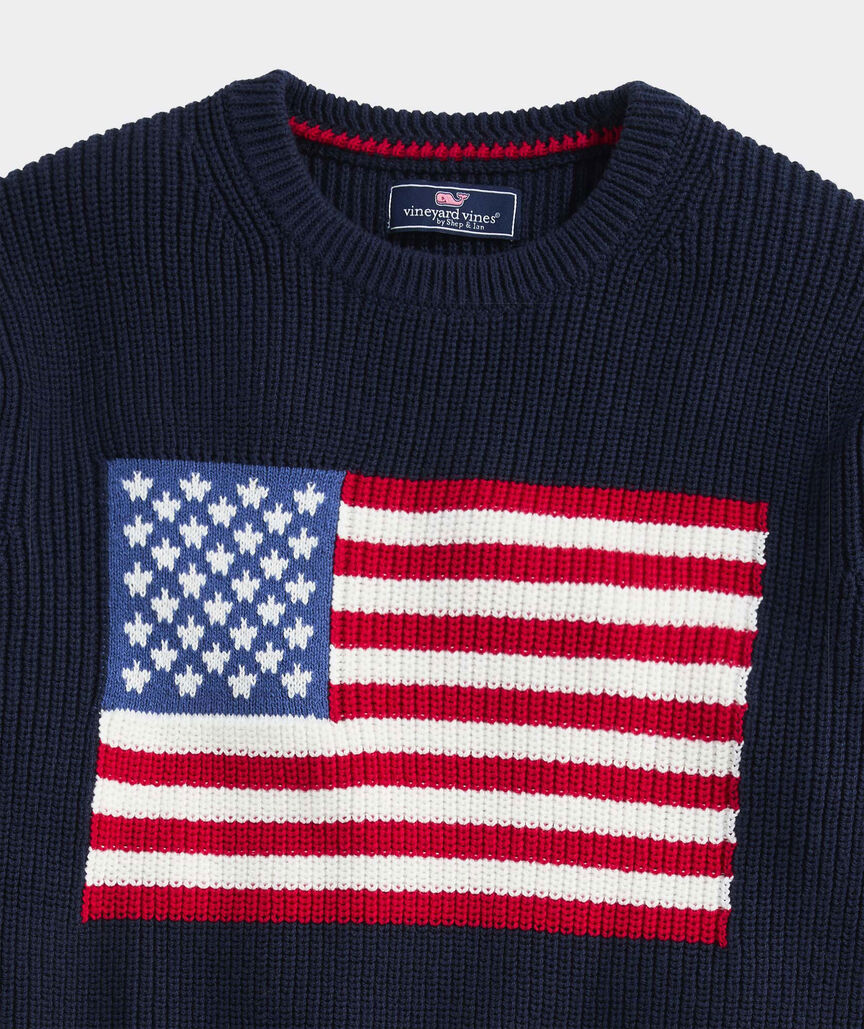 Vineyard Vines American Flag Cotton Crewneck Sweater
