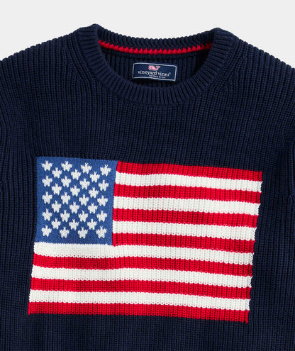 Vineyard Vines American Flag Cotton Crewneck Sweater