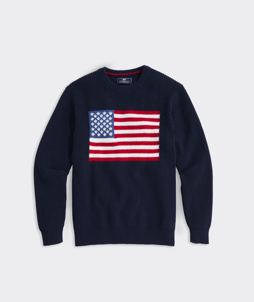 Vineyard Vines American Flag Cotton Crewneck Sweater