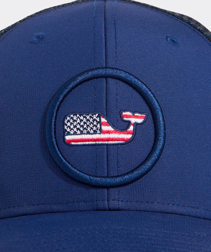Vineyard Vines Flag Whale Dot Trucker Hat