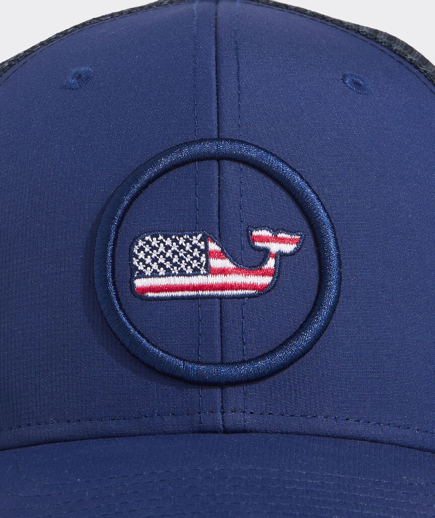 Vineyard Vines Flag Whale Dot Trucker Hat