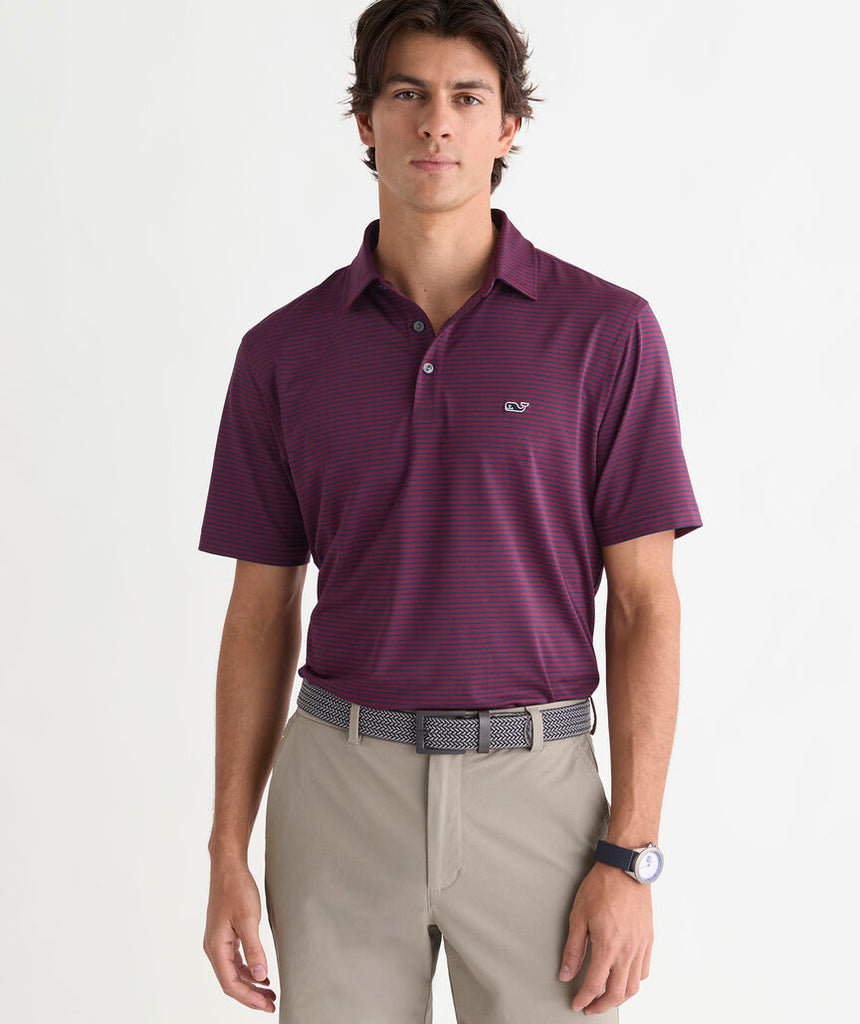 Vineyard Vines Performance Bradley Stripe Sankaty Polo
