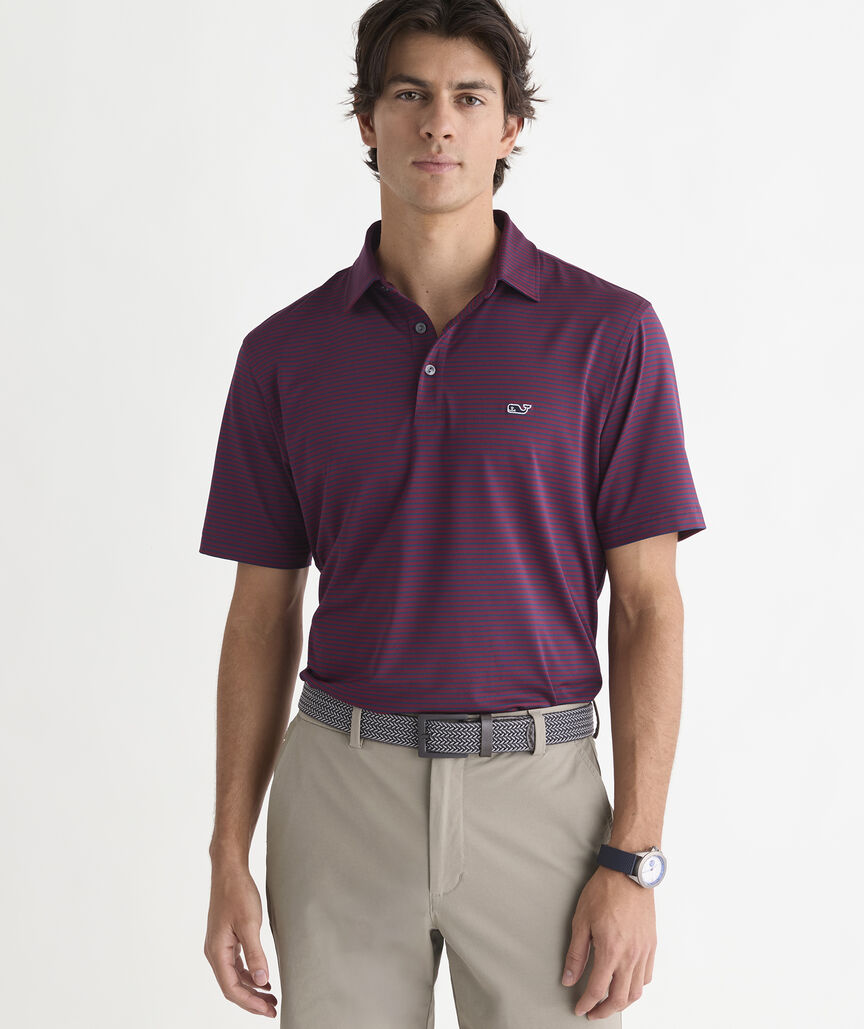 Vineyard Vines Performance Bradley Stripe Sankaty Polo