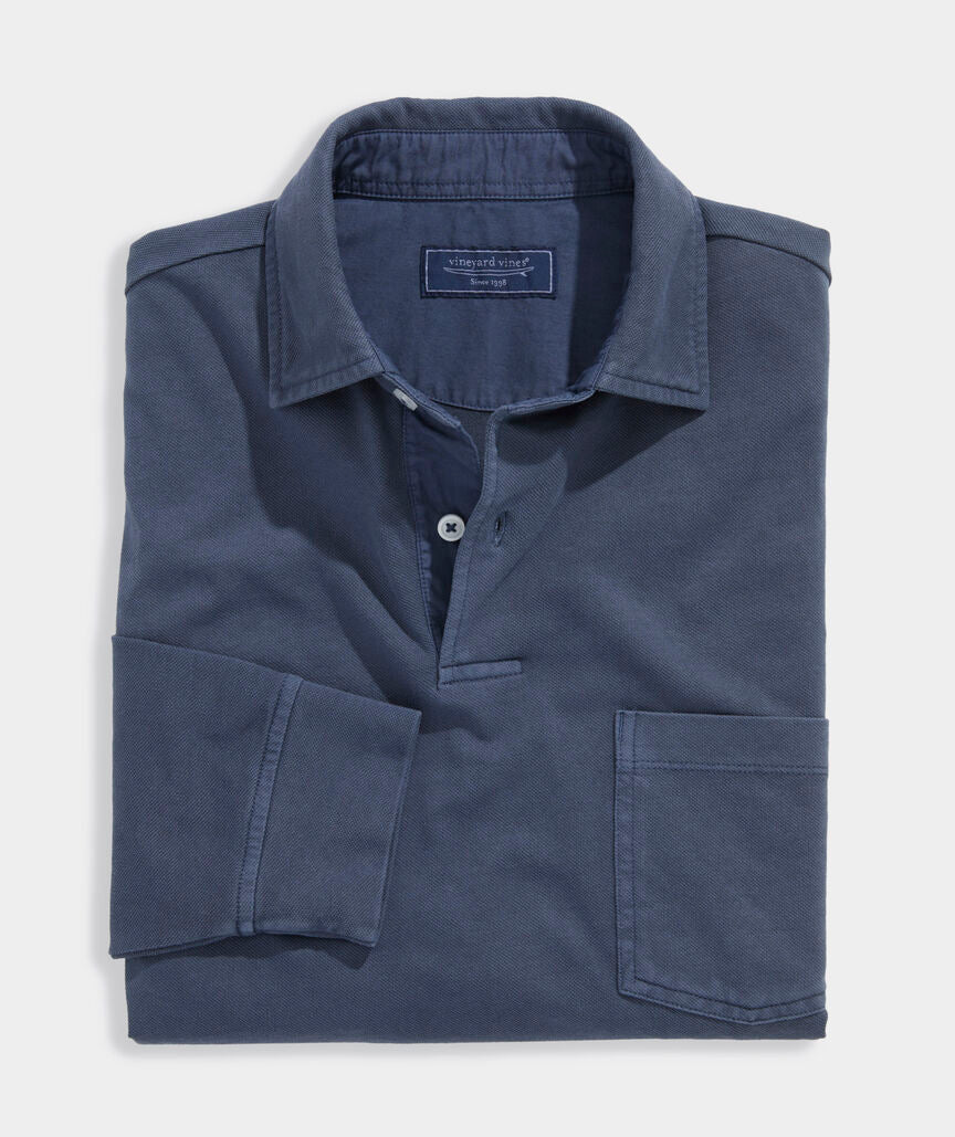 Vineyard Vines Lived-In Long-Sleeve Pique Polo
