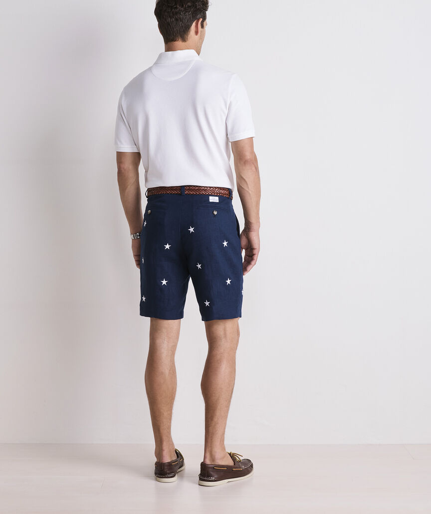 Vineyard Vines 9 Inch Embroidered Linen Breaker Shorts