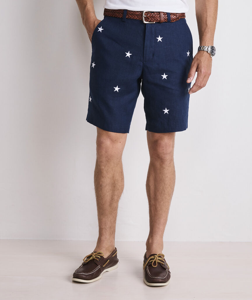 Vineyard Vines 9 Inch Embroidered Linen Breaker Shorts