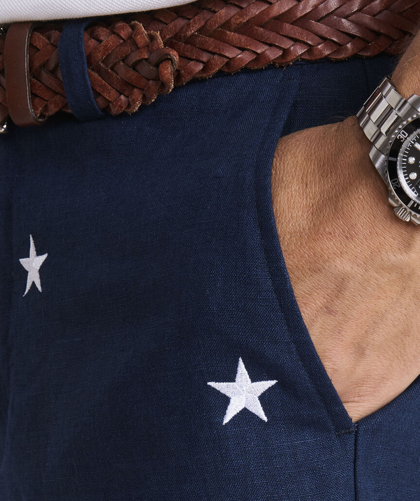 Vineyard Vines 9 Inch Embroidered Linen Breaker Shorts