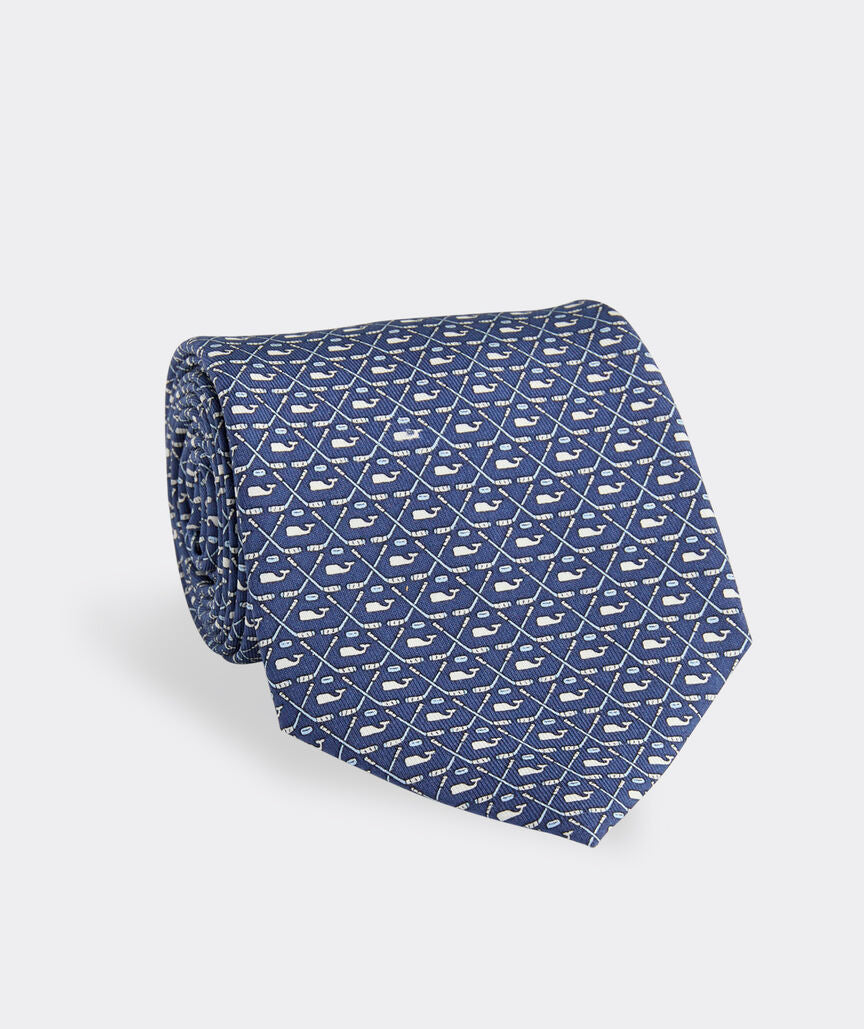 Vineyard Vines Crossed Hockey Sticks & Whale Silk Tie