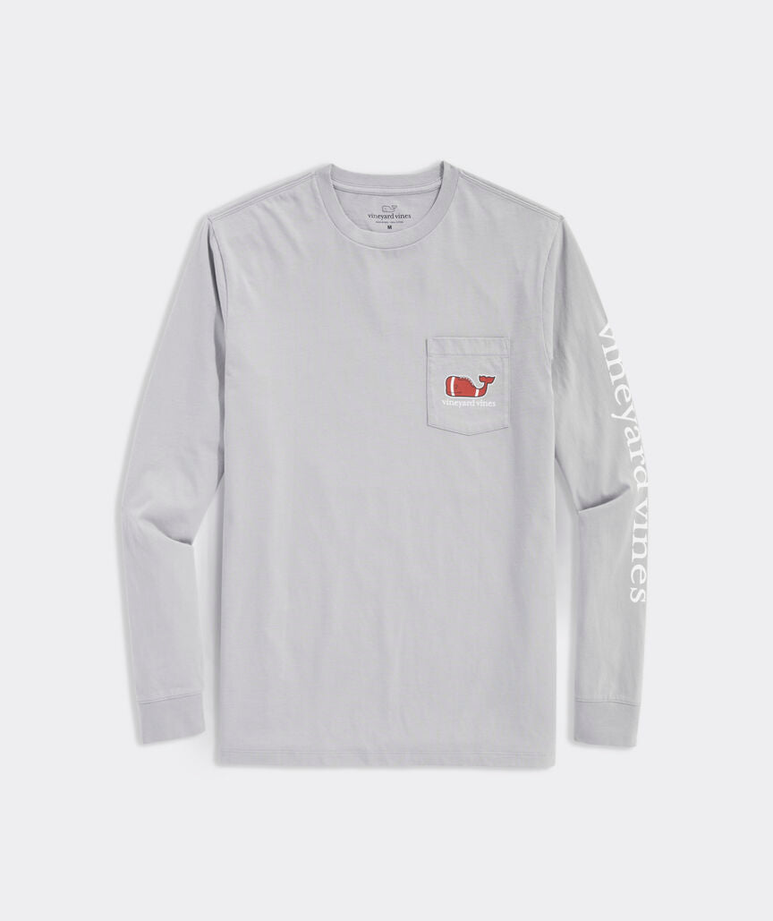 Vineyard Vines Men's Football Whale Long-Sleeve Pocket Tee