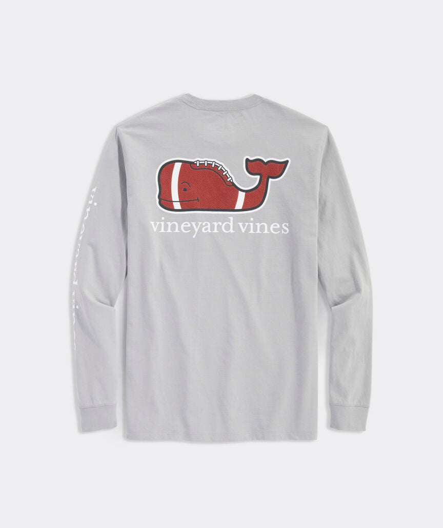 Vineyard Vines Men's Football Whale Long-Sleeve Pocket Tee