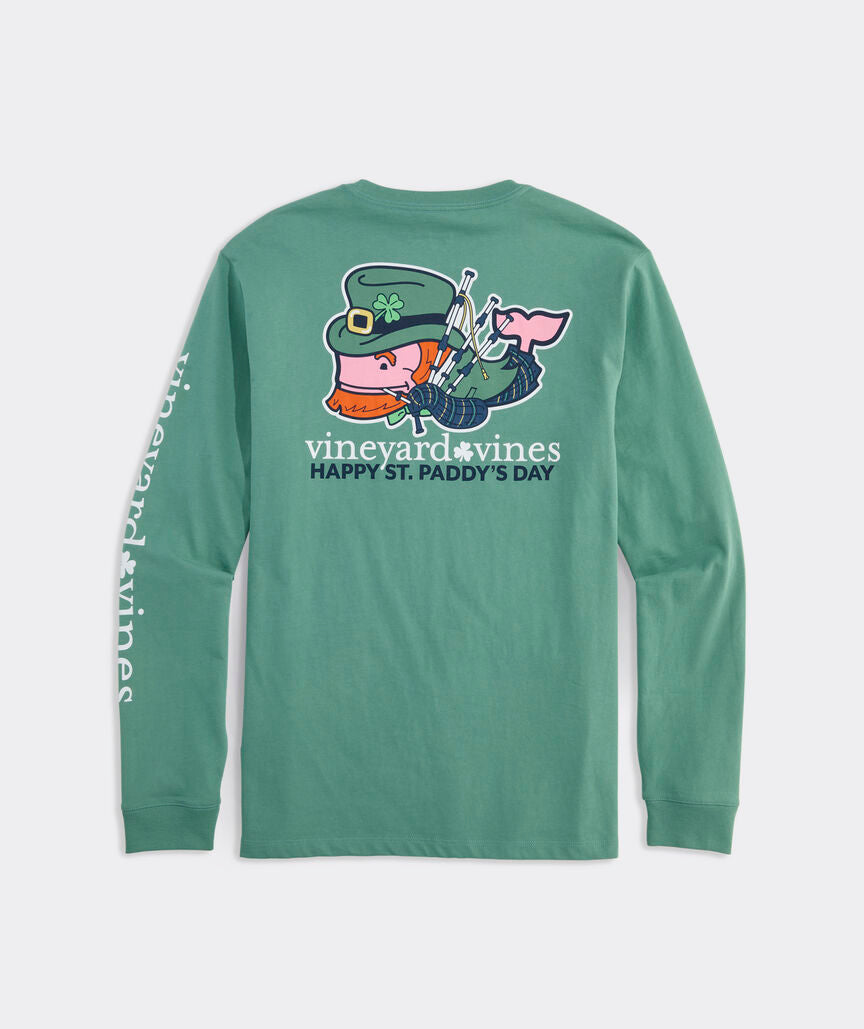 Vineyard Vines St. Paddy's Bagpiper Whale Long-Sleeve Pocket Tee