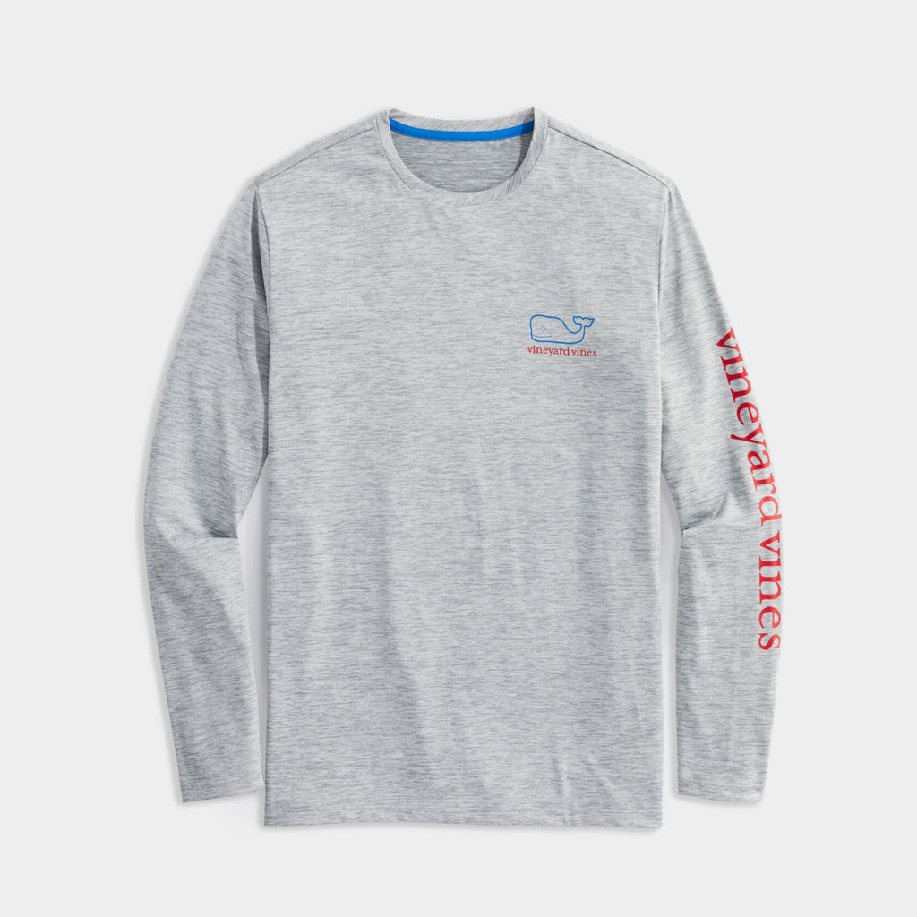 Vineyard Vines Men's Whale Logo Long-Sleeve Harbor Performance Tee