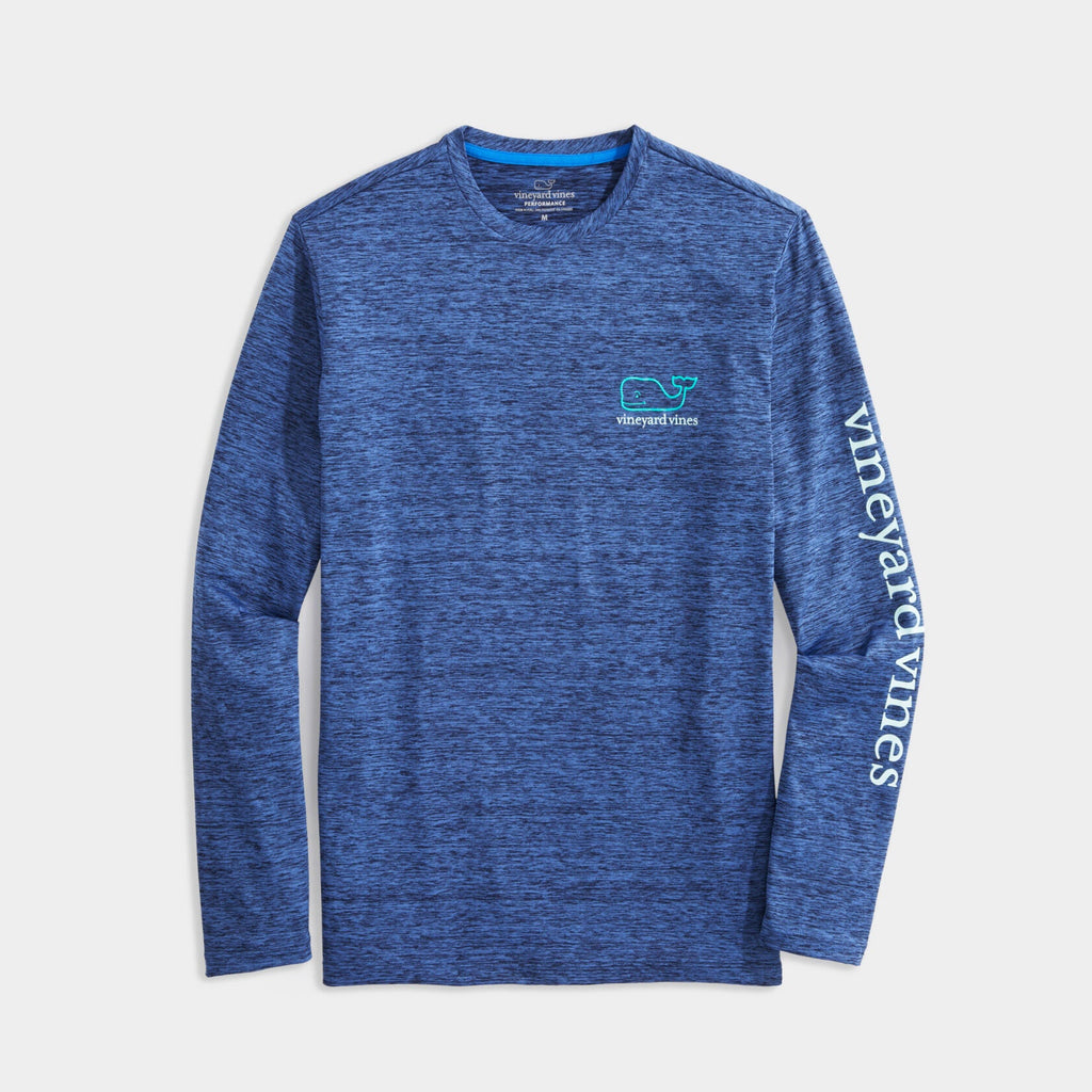 Vineyard Vines Men's Whale Logo Long-Sleeve Harbor Performance Tee