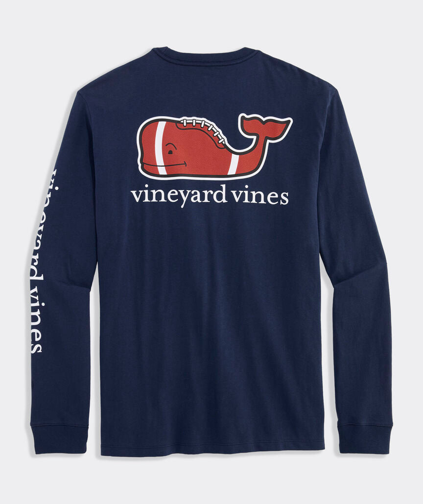 Vineyard Vines Long-Sleeve Football Whale Pocket Tee