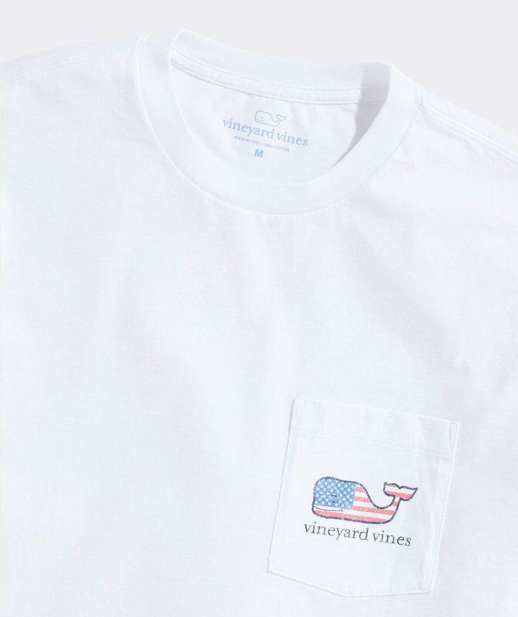Vineyard Vines Flag Whale Short Sleeve Pocket Tee