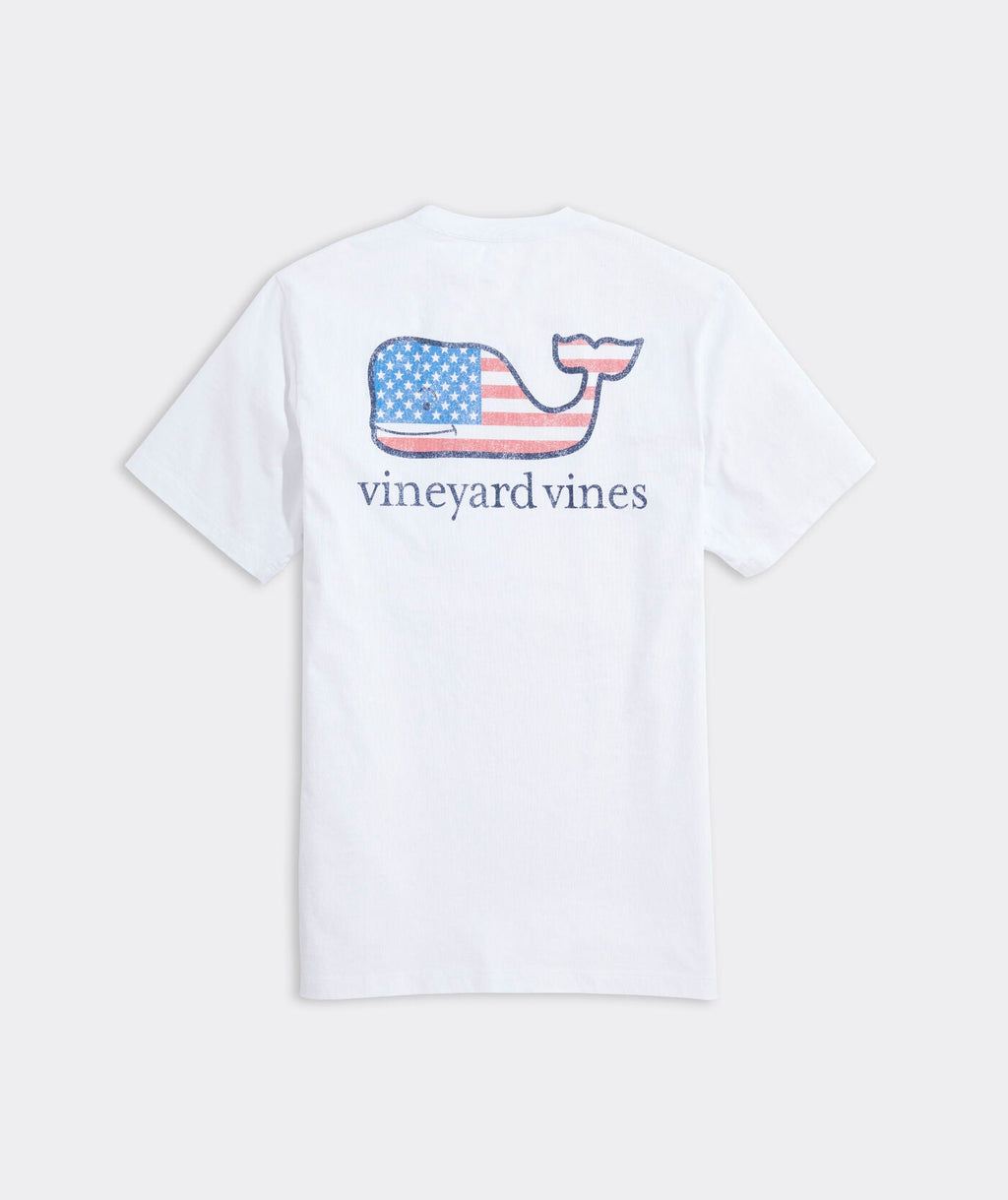 Vineyard Vines Flag Whale Short Sleeve Pocket Tee