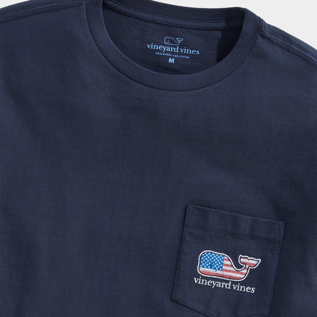 Vineyard Vines Flag Whale Short Sleeve Pocket Tee
