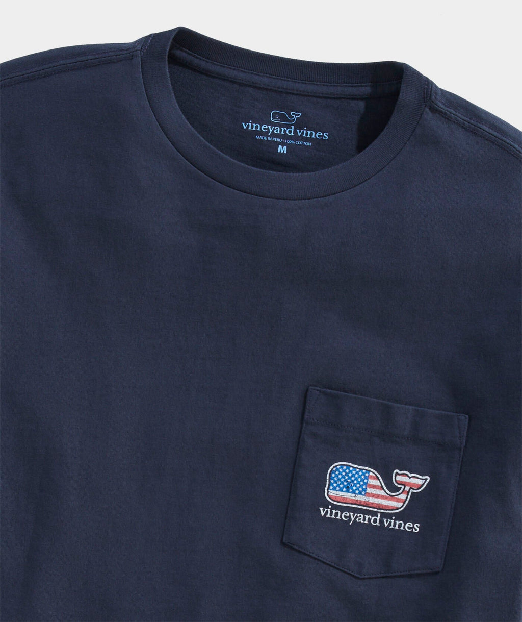 Vineyard Vines Flag Whale Short Sleeve Pocket Tee
