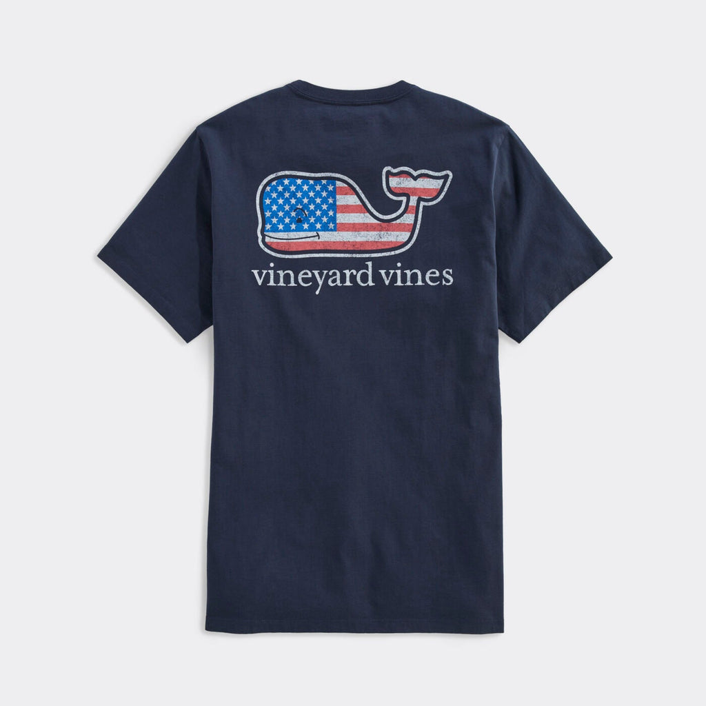Vineyard Vines Flag Whale Short Sleeve Pocket Tee