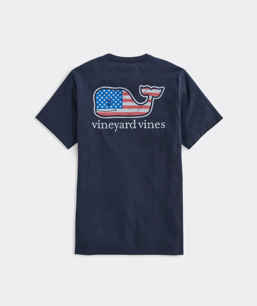 Vineyard Vines Flag Whale Short Sleeve Pocket Tee