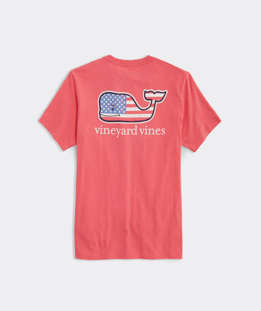 Vineyard Vines Flag Whale Short Sleeve Pocket Tee