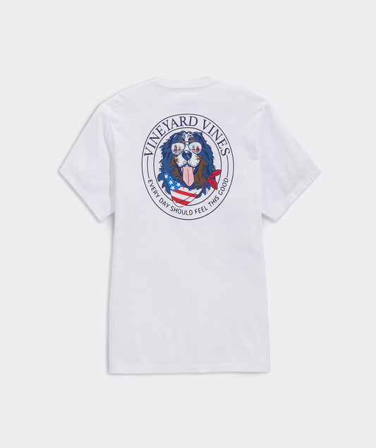 Vineyard Vines USA Flag Mountain Dog Short-Sleeve Pocket Tee