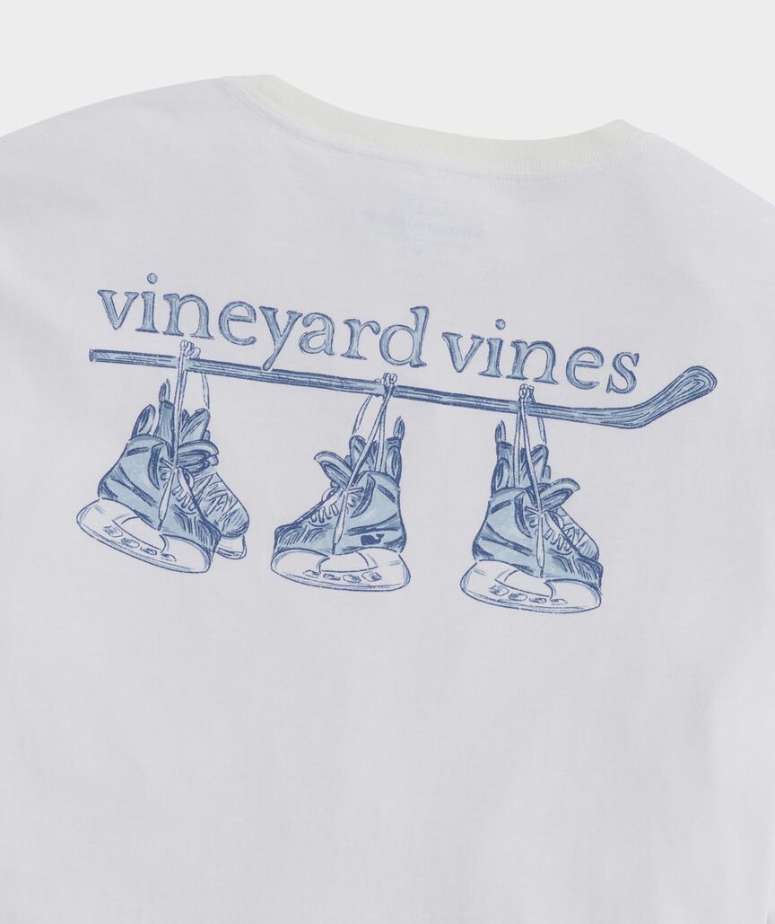 Vineyard Vines Sketched Hockey Skates Long-Sleeve Pocket Tee