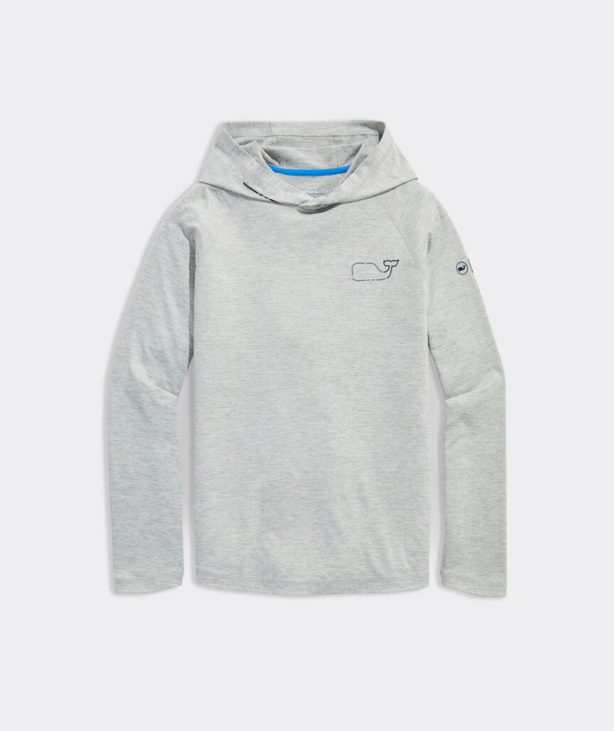 Vineyard Vines On-The-Go Whale Outline Long-Sleeve Harbor Performance Hoodie Tee