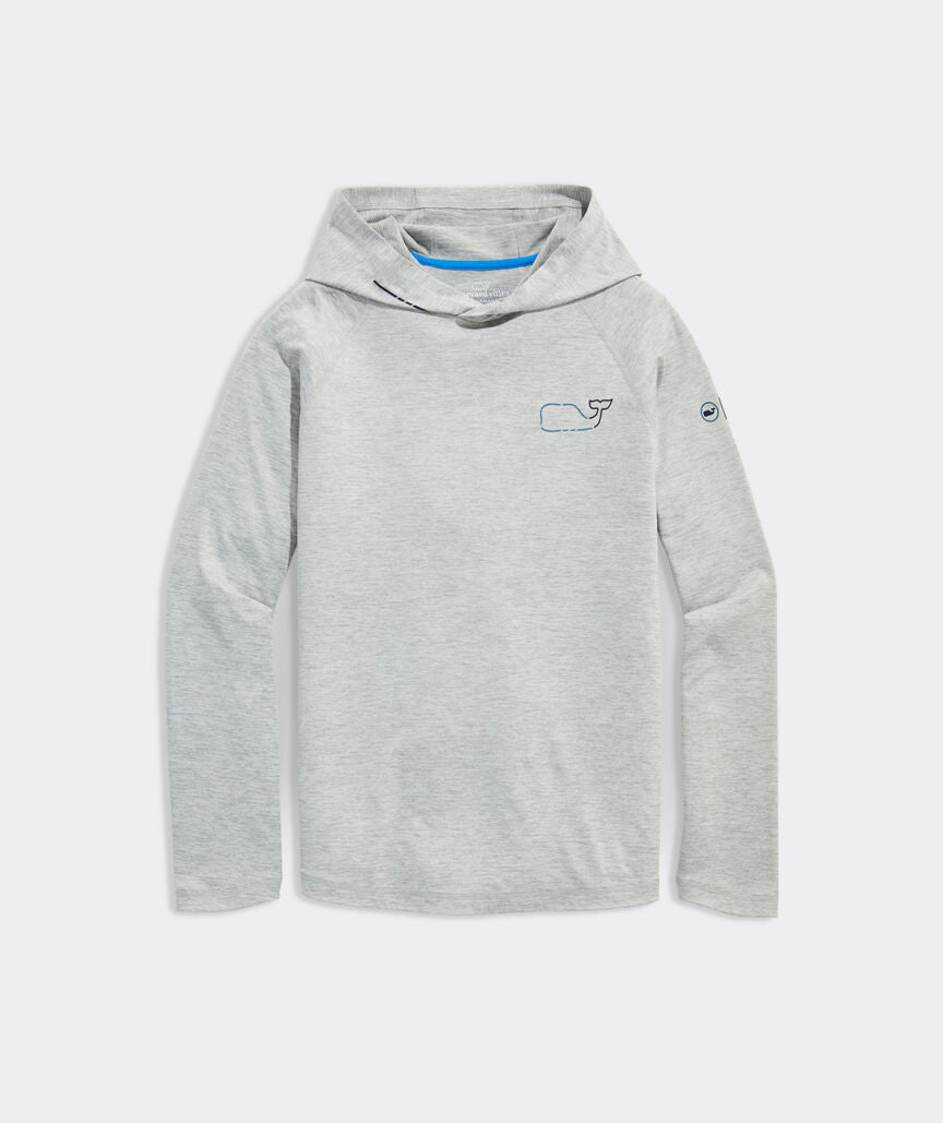 Vineyard Vines On-The-Go Whale Outline Long-Sleeve Harbor Performance Hoodie Tee