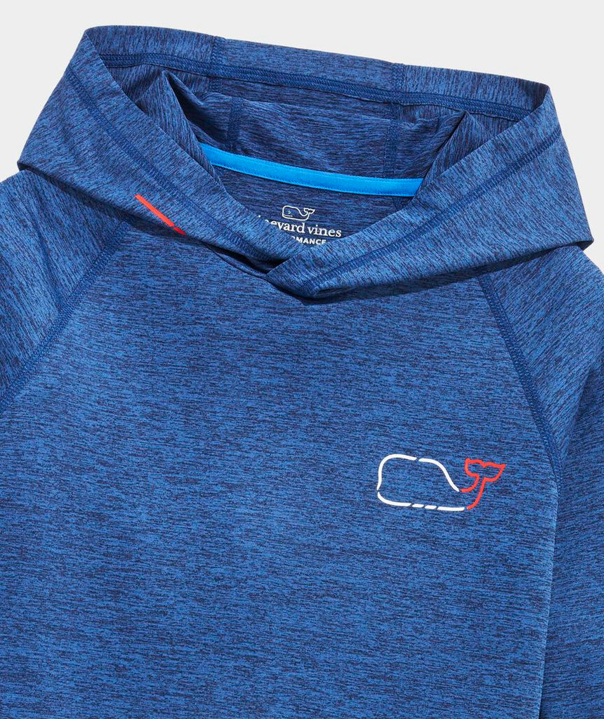 Vineyard Vines On-The-Go Whale Outline Long-Sleeve Harbor Performance Hoodie Tee