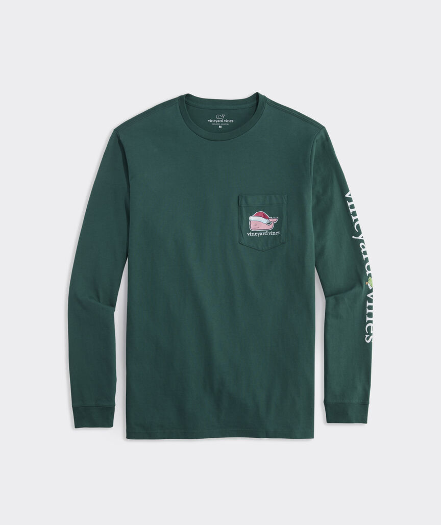 Vineyard Vines Santa Whale Long-Sleeve Pocket Tee