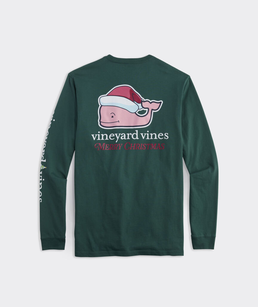 Vineyard Vines Santa Whale Long-Sleeve Pocket Tee