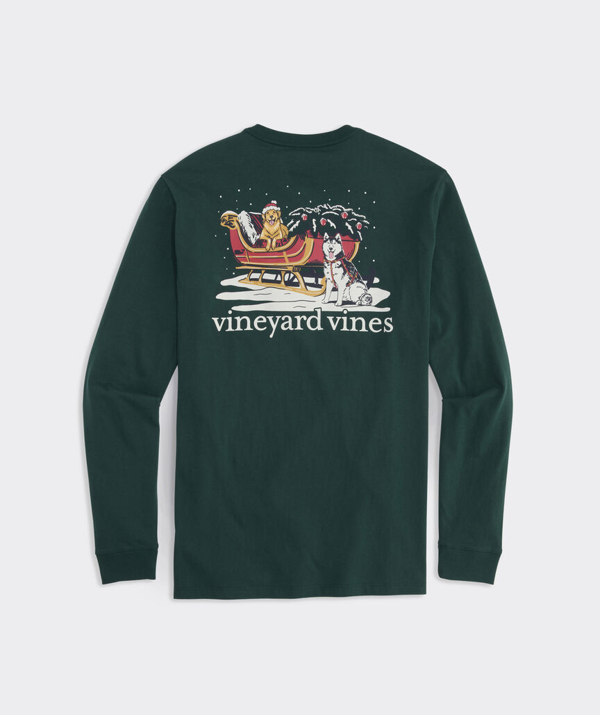 Vineyard Vines Sleigh Dogs Long-Sleeve Pocket Tee