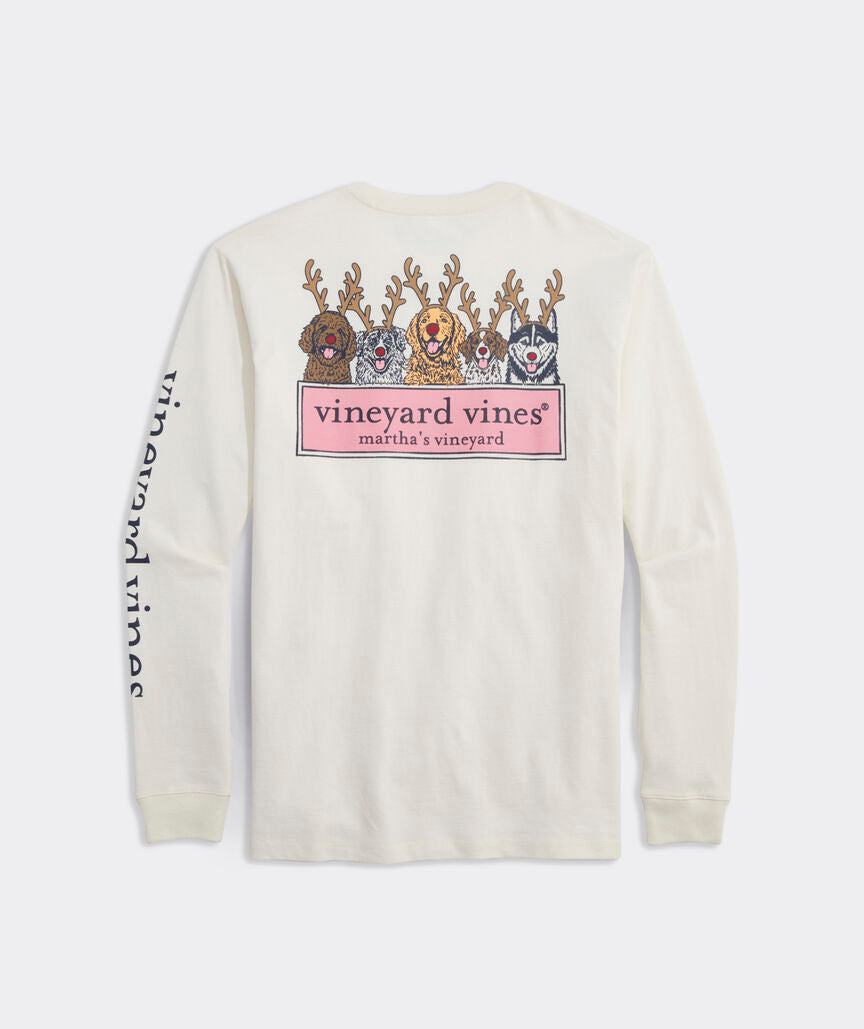 Vineyard Vines Reindeer Pups Logo Box Long-Sleeve Tee