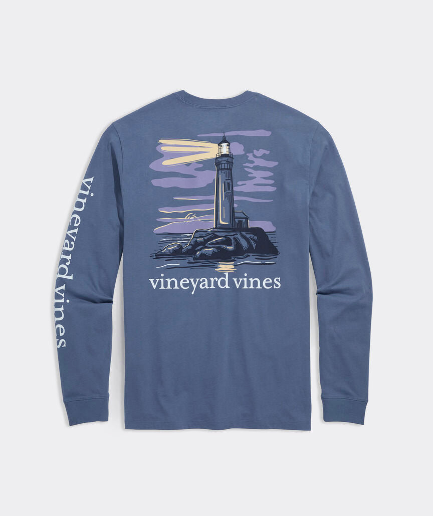 Vineyard Vines Lighthouse At Dusk Long-Sleeve Pocket Tee